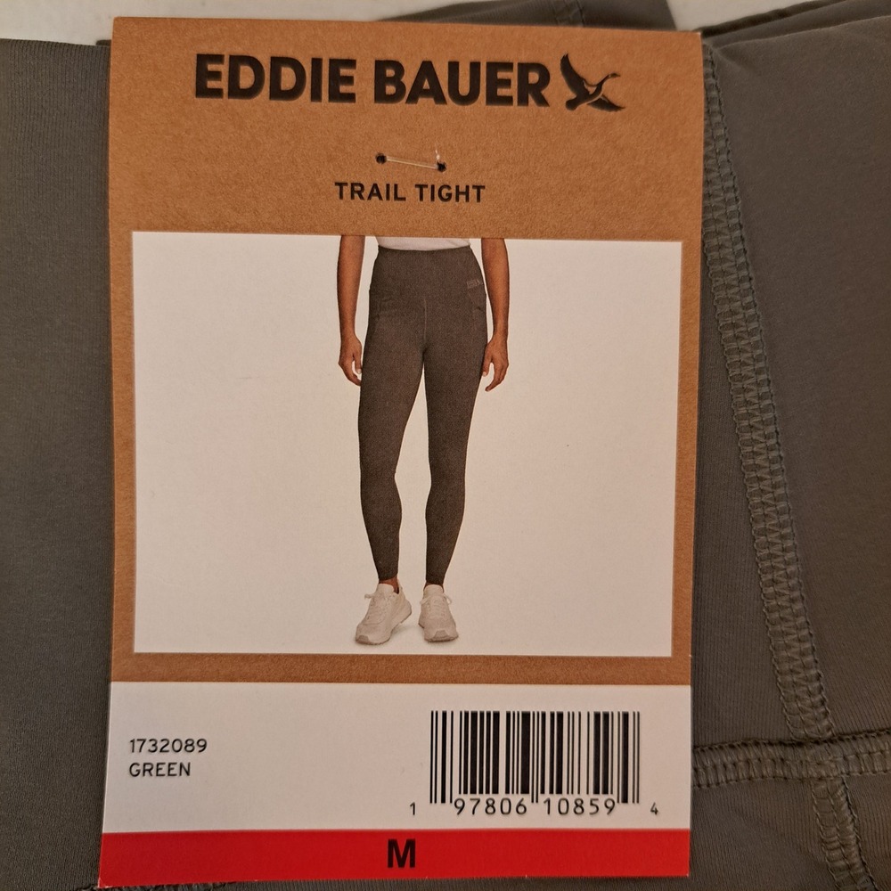 Eddie Bauer Trail Tight Women Size M Green NWT High Rise Pocket Leggings 804-239